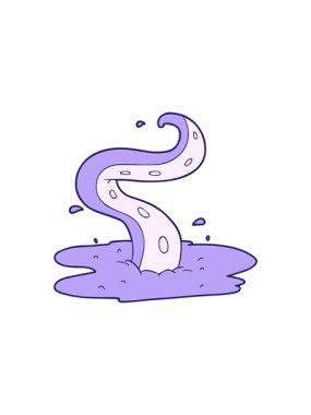 Çizgi film dokunaçlarının radyoaktif parlayan animasyonu