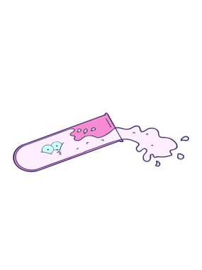 çizgi film test tüpünün dökülmesinin hareketli animasyonu