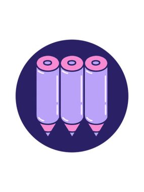 Renkli kalemlerin dövme stili resminin hareketli canlandırması
