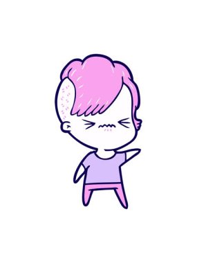 Sinirli hippi kızın neon ışık efektli animasyonu