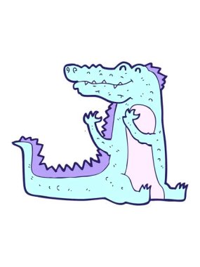 Çizgi film timsah tasarımının pixelize etkisi canlandırması