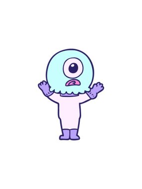 Çizgi film Tepegöz uzaylı uzay adamının satış animasyonu