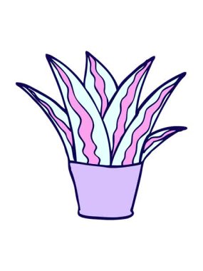 Çizgi film çizim evi bitkisinin neon ışık efekti animasyonu