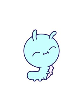 Tatlı, mutlu bir böceğin karikatürünün bölünme etkisi.