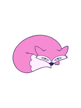 Dikkat çekici çizgi film kıvrılmış tilki animasyonu