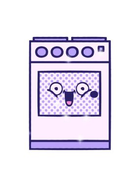 Bir mutfak fırınının çizgi roman tarzı animasyonunun ışıltılı etkisi