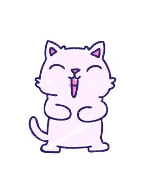 Sevimli Kedi Tebeşiri Çiziminin hareketli animasyonu