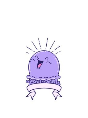 Dövme stili mutlu denizanası dövmeli parşömen sancağının animasyonunu genişletiyor