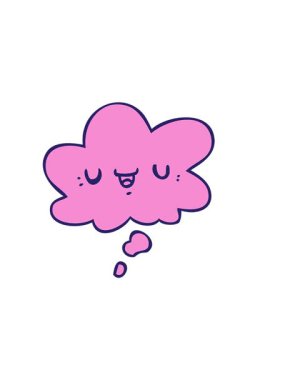 Düşünce baloncuğu ile mutlu çizgi film yüzünün yatay titreşimli animasyonu