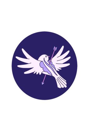 Okla delinmiş bir güvercinin ikonik dövme görüntüsünü canlandırıyor.