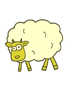 Elle çizilmiş karalama stilinde koyunların renk değişimi