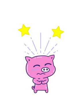 Dönen yıldızlar geleneksel dövme stili gergin domuz karakterinin animasyonu