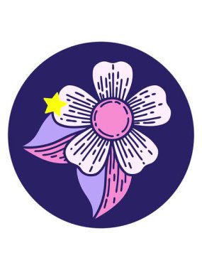 Parıldayan yıldızlar, bir çiçeğin çizgi film tasarım elementinin animasyonunu etkiler.