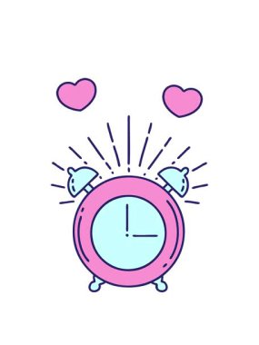 Geleneksel dövme stili çalar saatin canlandırmasının dönen kalpleri canlandırması