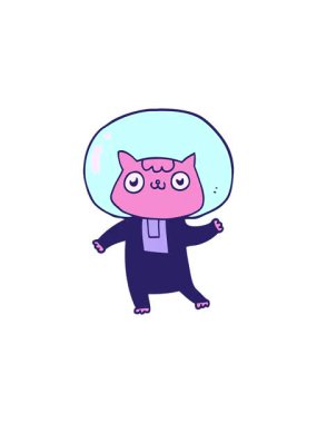 Bir uzay kedisinin çizgi filminin dönen hareketi