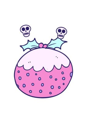 Noel pudingi çiziminin kafatası animasyonu