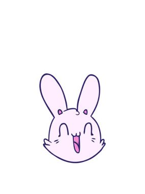 Çizgi film çizgi filminde zıplayan mutlu tavşan surat.