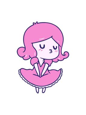 Şirin Kawaii kızının el yazması çizimi animasyonunu bob ve duraklat