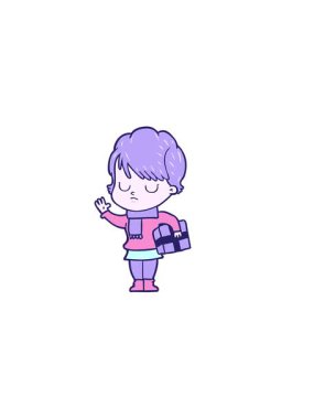 Çizgi film kadınının yatay titreşimli animasyonu