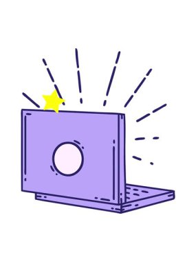 Parlayan yıldızlar geleneksel dövme tarzı dizüstü bilgisayarın animasyonunu etkiler