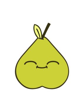 Yeşil armut resminin sevimli çizgi filminin renk animasyonu değişiyor