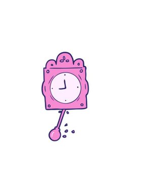 Çizgi filmin sarkaçlı tik tak saatinin yatay titreşimli animasyonu