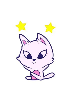 Kafası karışmış çizgi film kedisinin dönen yıldızları animasyonu