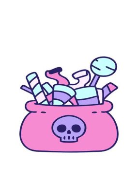 Cadılar bayramı şeker dolu bir çantanın çizgi filminin hareketli animasyonu