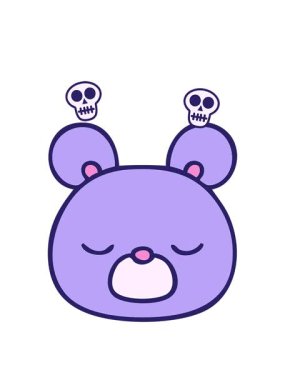 eğimli gölgeli çizgi film ayısının kafatası animasyonu