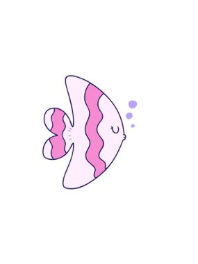 yatay titreşimli el çizimi çizgi film balığının animasyonu