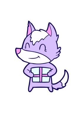 Dost canlısı çizgi film kurdunun neon ışık efekti