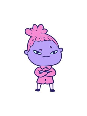 Bir kadının karikatür çiziminin animasyonunu durdurup duraklat