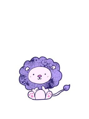 Tatlı çizgi film aslanının zıplama hareketli animasyonu