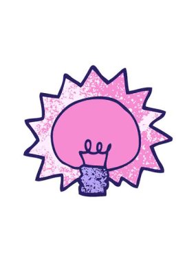 Grunge desenli çizgi film parlak ampulünün dönen hareketli animasyonu