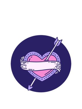 İkonik dövme stili kalbin bayrak ile canlandırılması