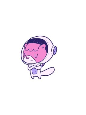 Çizgi film kedisi astronot hayvanların yatay titreşimli animasyonları