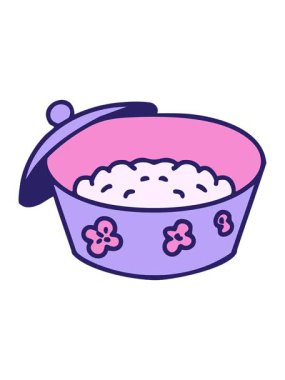 Buharda pişirilmiş pirinç dizaynının animasyonunu çalıştır.