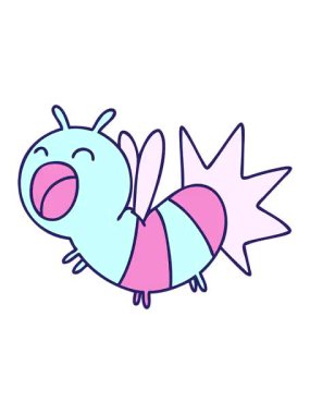 Şirin, parıldayan bir böceğin çizgi filminin efekt canlandırmasını göster