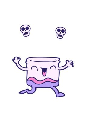 Mutlu çizgi film animasyonları dönen kafatasları karalama viski bardakları