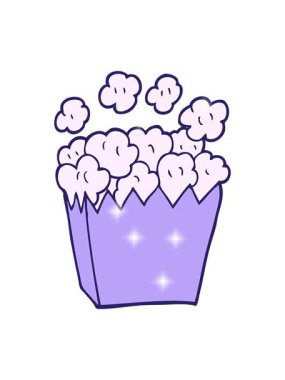 Çizgi film çizgi filmlerinin ışıltılı etkisi. Patlamış mısır.