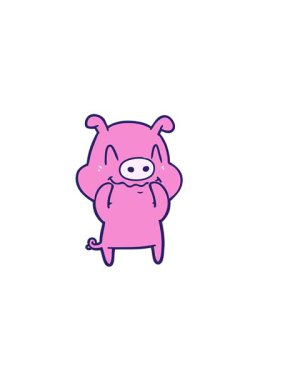 Sinirli çizgi film domuzunun yatay titreşimli animasyonu