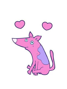 Tatlı bir köpeğin dönen kalp animasyonu