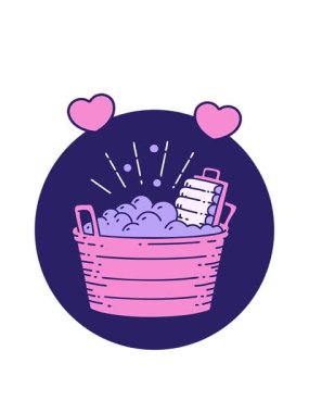 Dövme stili eski bir çamaşır tahtası ve fırçalama kabının dönen kalp animasyonu