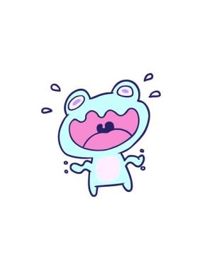 Radyoaktif parlayan sevimli kurbağa çizgi film animasyonu.