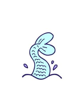 Çizgi roman tarzı denizkızı kuyruğunun gösterişli satış animasyonu