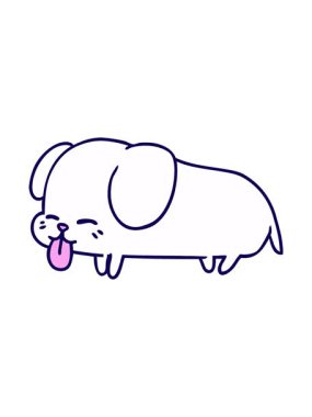 Şirin kawaii köpeğinin el yazması çizgi filminin neon ışık efekti animasyonu