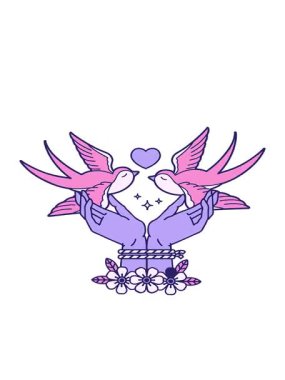 bağlı ellerin ve kırlangıçların hareketli animasyonu