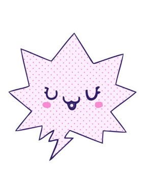 Çizgi roman tarzında konuşma baloncuğu olan sevimli mutlu çizgi film yüzünün titreşimli hareketli animasyonu