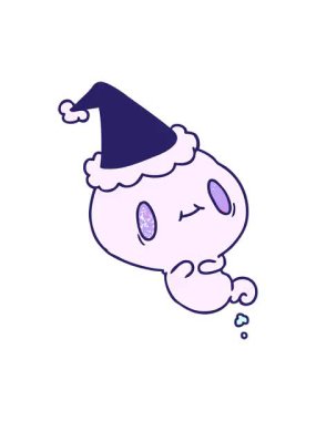 Pikselleştirme efekti el çizimi Kawaii hayaletinin noel desenli çizgi filmi