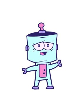 bir çizgi film robot karakter tasarımının hareketli animasyonu